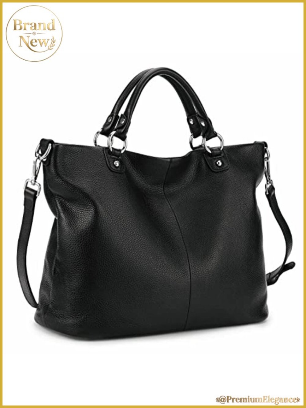 Genuine Leather Top Handle Satchel Tote, 3 Ways to Wear